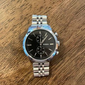 Fossil Men’s FS4784 Townsman Chronograph Stainless Steel Watch - Black Dial